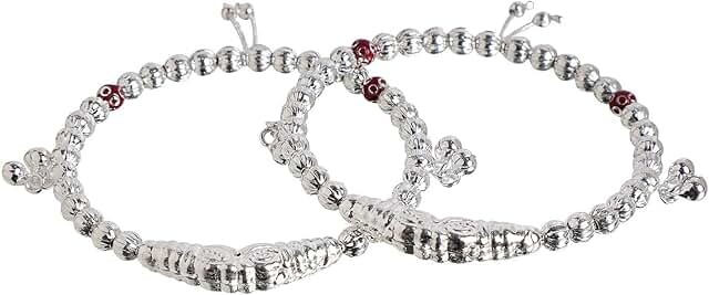 Oxidized Beaded Bangle Set with Tassels for Women