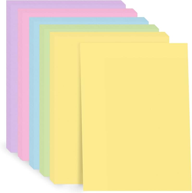 50 Sheets Pastel Card Stock Paper 8.5x11 Inches