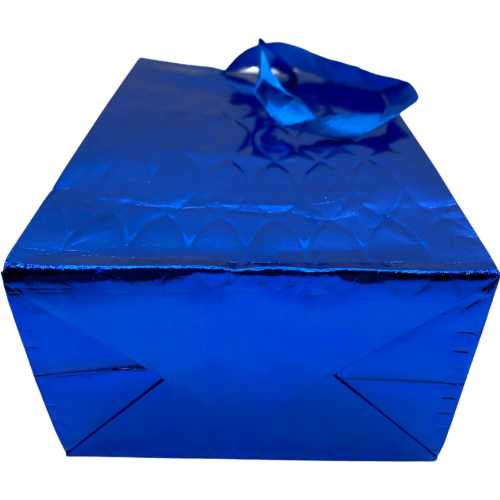 MODAIO-Small Size Gift Bags – Reusable Gift Bags With Handles Stunning Colors - Perfect As Goodie Bags, Birthday Gift Bags, Party Favor Bags– 4"W x 3"D x 6"H Size-1/count (Blue-Oval)