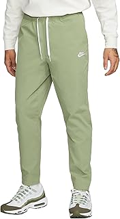 Men's Woven Tapered Leg Pants, Small, Oil Green and White