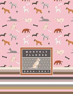 Pink Dog Monthly Planner 2026-2027, 8.5 x 11