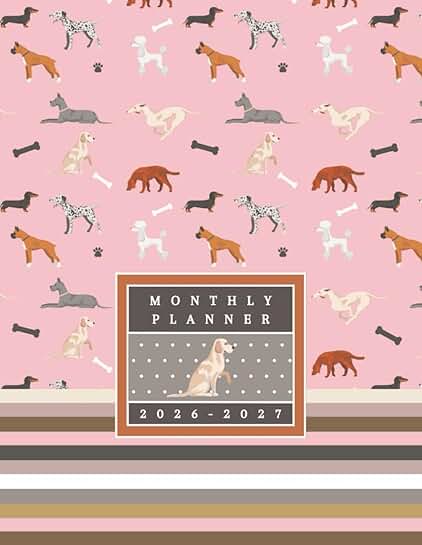 Pink Dog Monthly Planner 2026-2027, 8.5 x 11