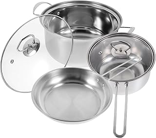 Stainless Steel Cookware Set with Soup, Milk, and Frying Pans