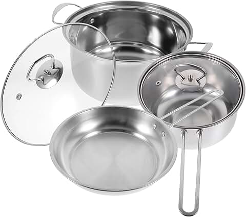 Stainless Steel Cookware Set with Soup, Milk, and Frying Pans