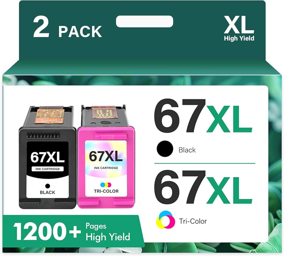 Black and color ink cartridge pack for compatible printers