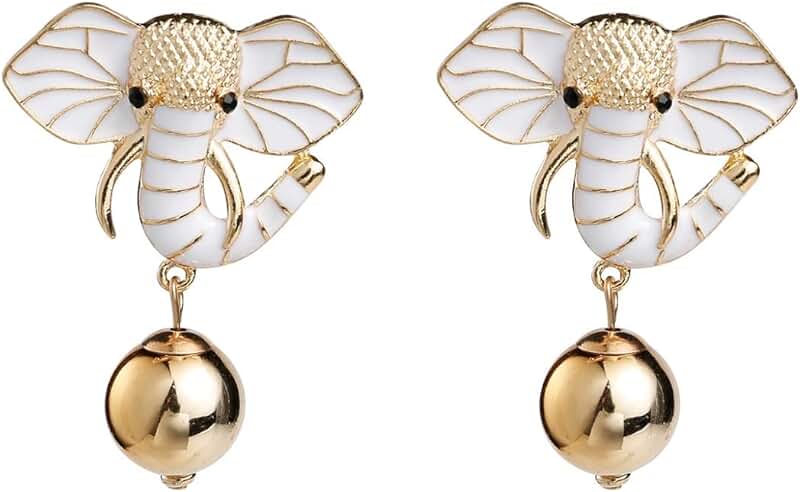 Enamel Elephant Dangle Earrings for Women