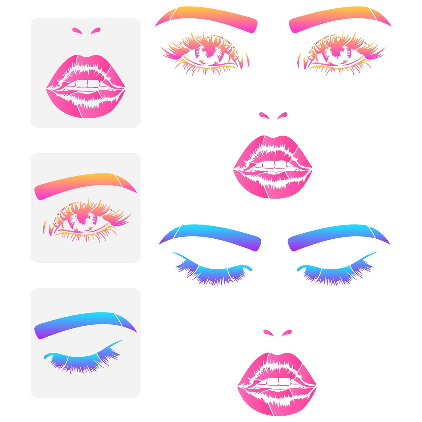 LipArt Trio Reusable Facial Features Stencils