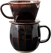 Ceramic Coffee Pour Over Maker Set in Brown