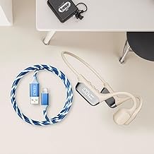 White Bone Conduction Sports Bluetooth Headphones with USB Cable
