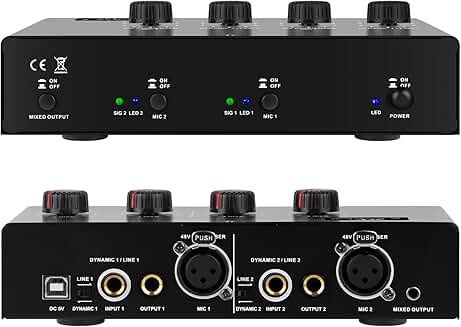 4-Input Microphone Preamp with Phantom Power