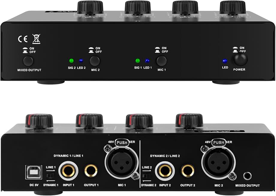 4-Input Microphone Preamp with Phantom Power