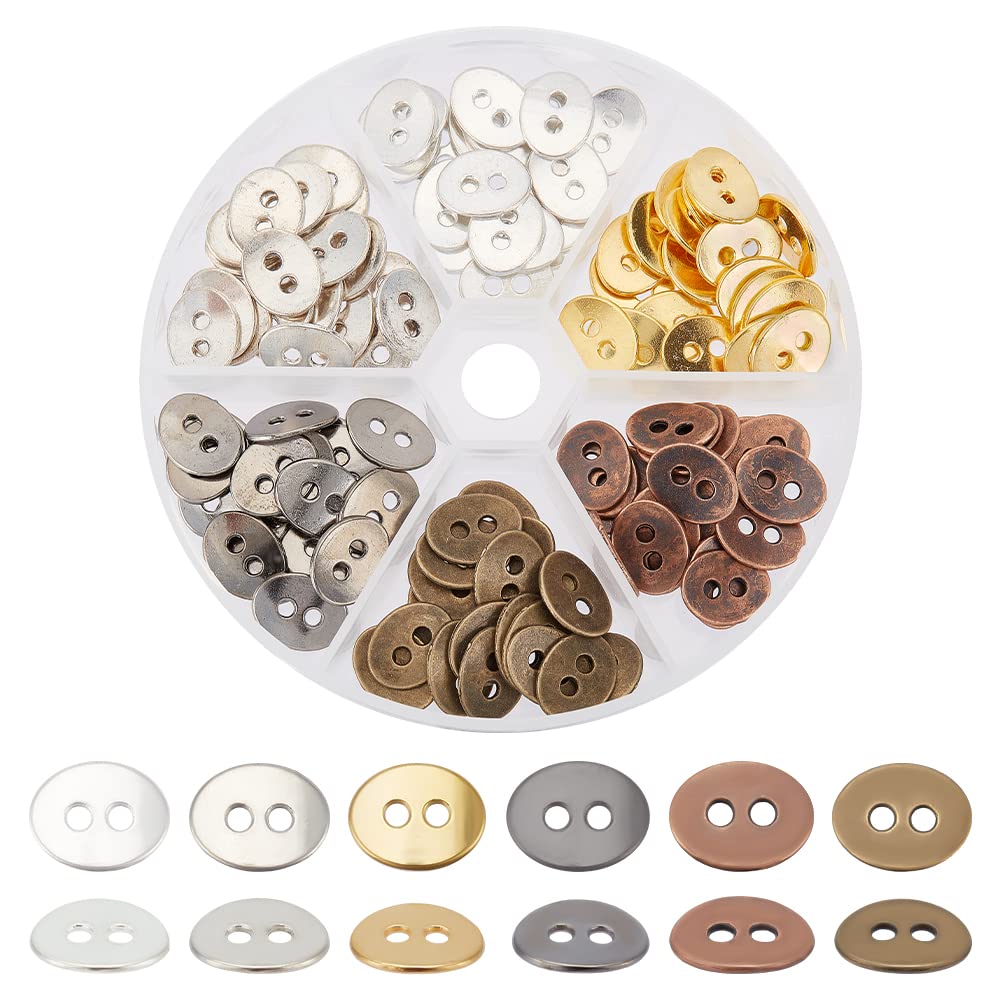 120 pcs oval alloy buttons for jewelry making in 6 colors