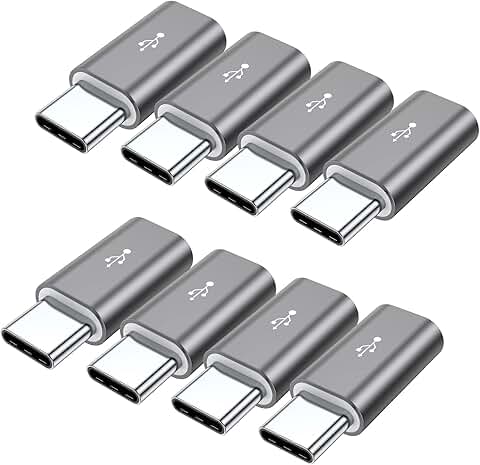 8-Pack Aluminum Micro USB to USB C Adapters