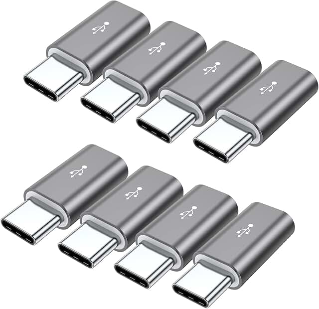 8-Pack Aluminum Micro USB to USB C Adapters
