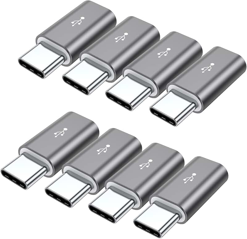 8-Pack Aluminum Micro USB to USB C Adapters