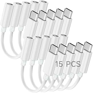 USB-C to 3.5mm Headphone Adapter, 15 Pack
