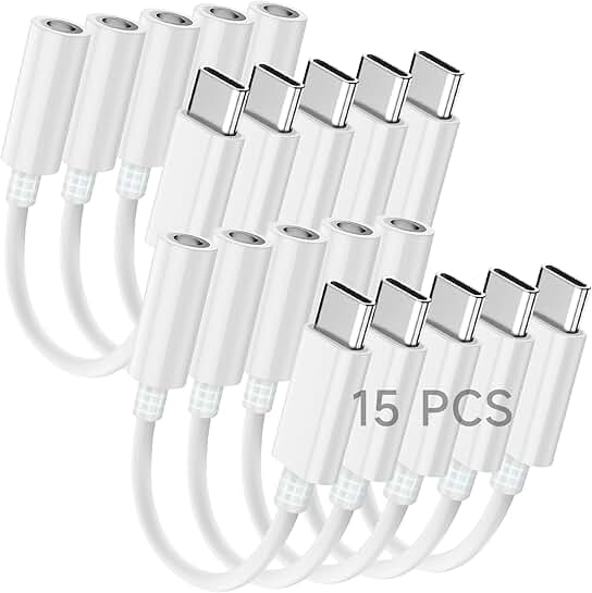 USB-C to 3.5mm Headphone Adapter, 15 Pack