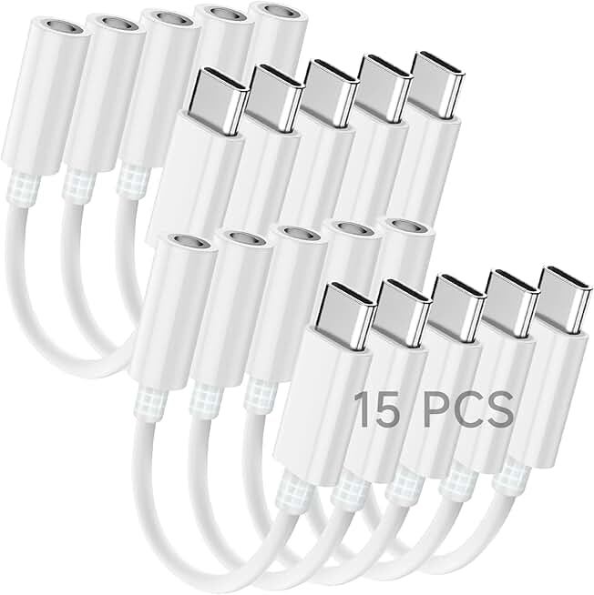 USB-C to 3.5mm Headphone Adapter, 15 Pack
