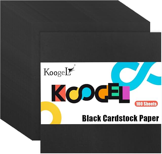 Black 12x12 Cardstock, 100 Sheets, 230gsm