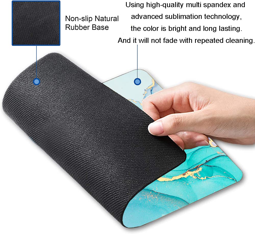 Mouse Pad, Cyan Blue Marble Mouse Pad, Washable Square Cloth Mousepad for Office Laptop, Non-Slip Rubber Base Mouse Pads for Wireless Mouse, Computer Mouse Pads for Desk
