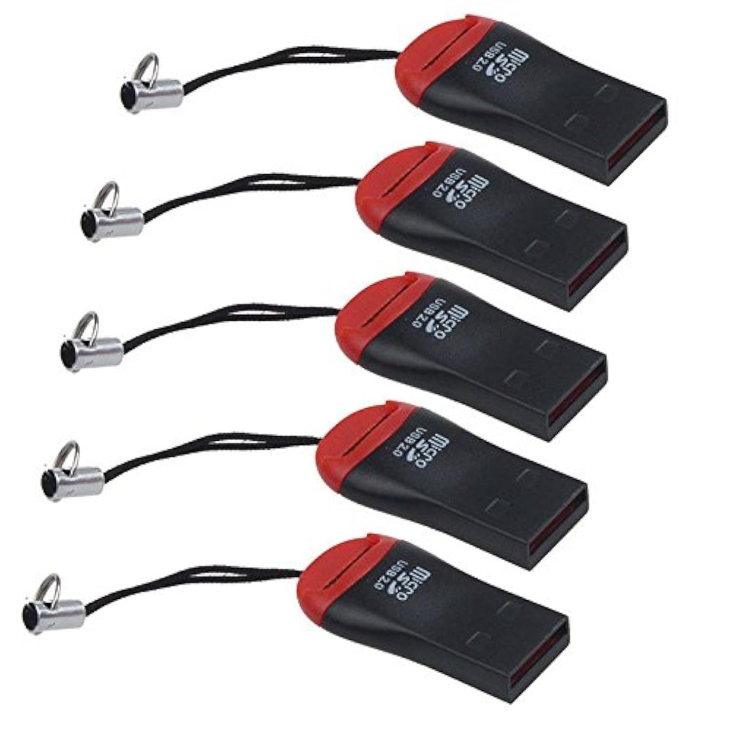 5 Pack Micro SD Card Readers with Tether Pocket