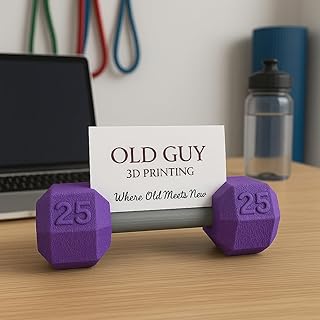 Purple 25LB Dumbbell Business Card Holder