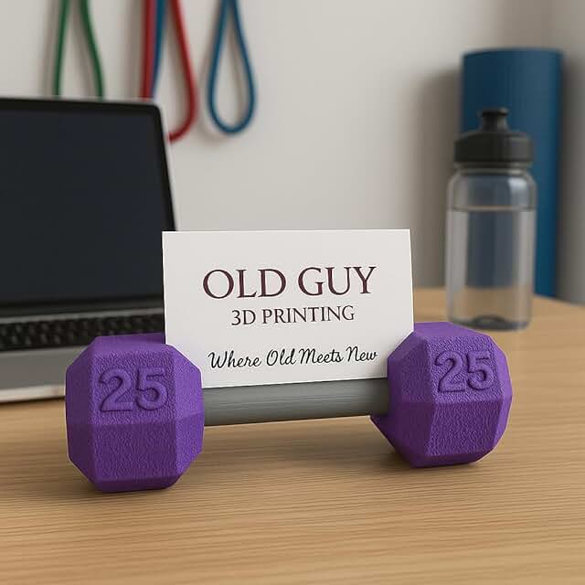 Purple 25LB Dumbbell Business Card Holder