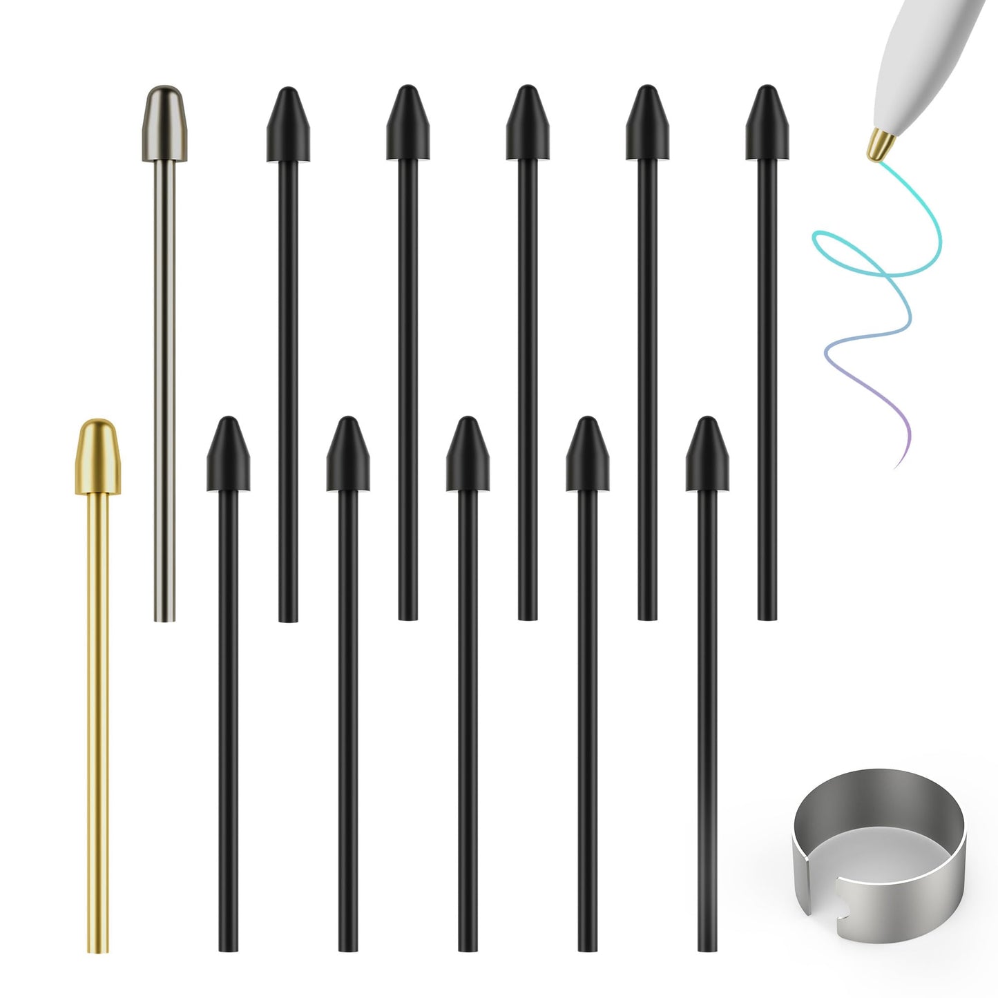 12 Gold Metal Tips for Stylus Pen Replacements