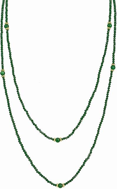 Elegant Natural Stone Beaded Long Necklace for Women