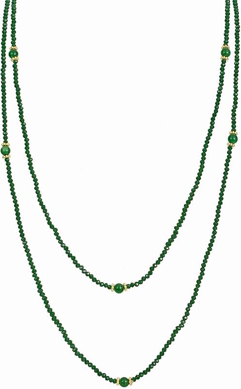 Elegant Natural Stone Beaded Long Necklace for Women