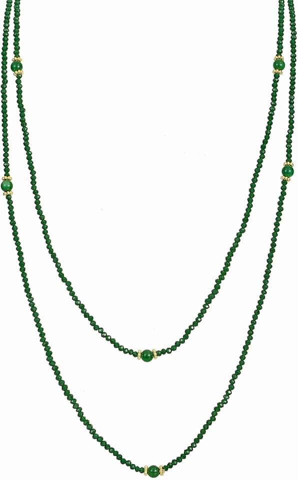 Elegant Natural Stone Beaded Long Necklace for Women