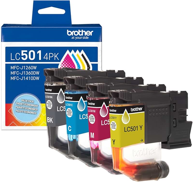 Set of four standard yield ink cartridges in black, cyan, magenta, and yellow
