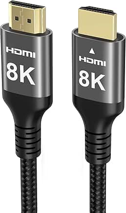 50 ft 8K HDMI Cable, 48Gbps, Nylon Braided, 4K/8K HDR