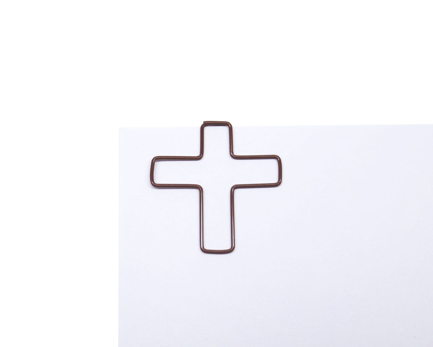 Cross-shaped paper clips in round tin, 100 pieces