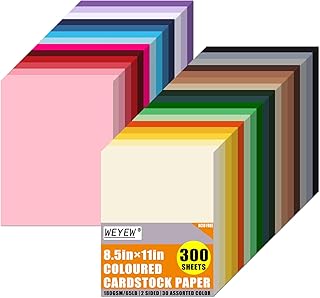 300 Sheets Assorted Colored Cardstock 8.5x11 for Crafts and School