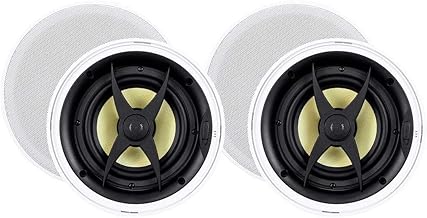 Pair 6.5 Inch In-Ceiling Speakers with Aramid and Titanium Drivers