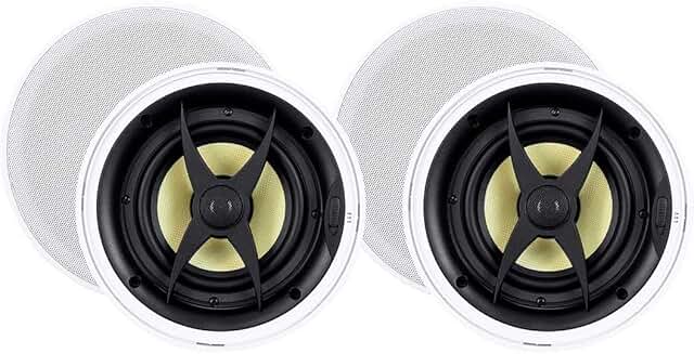 Pair 6.5 Inch In-Ceiling Speakers with Aramid and Titanium Drivers