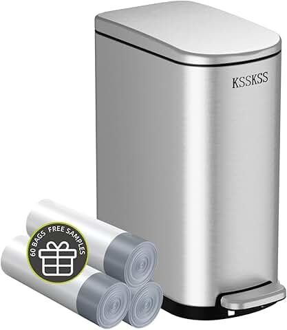 Slim 2.6 Gallon Bathroom Trash Can with Soft Close Lid