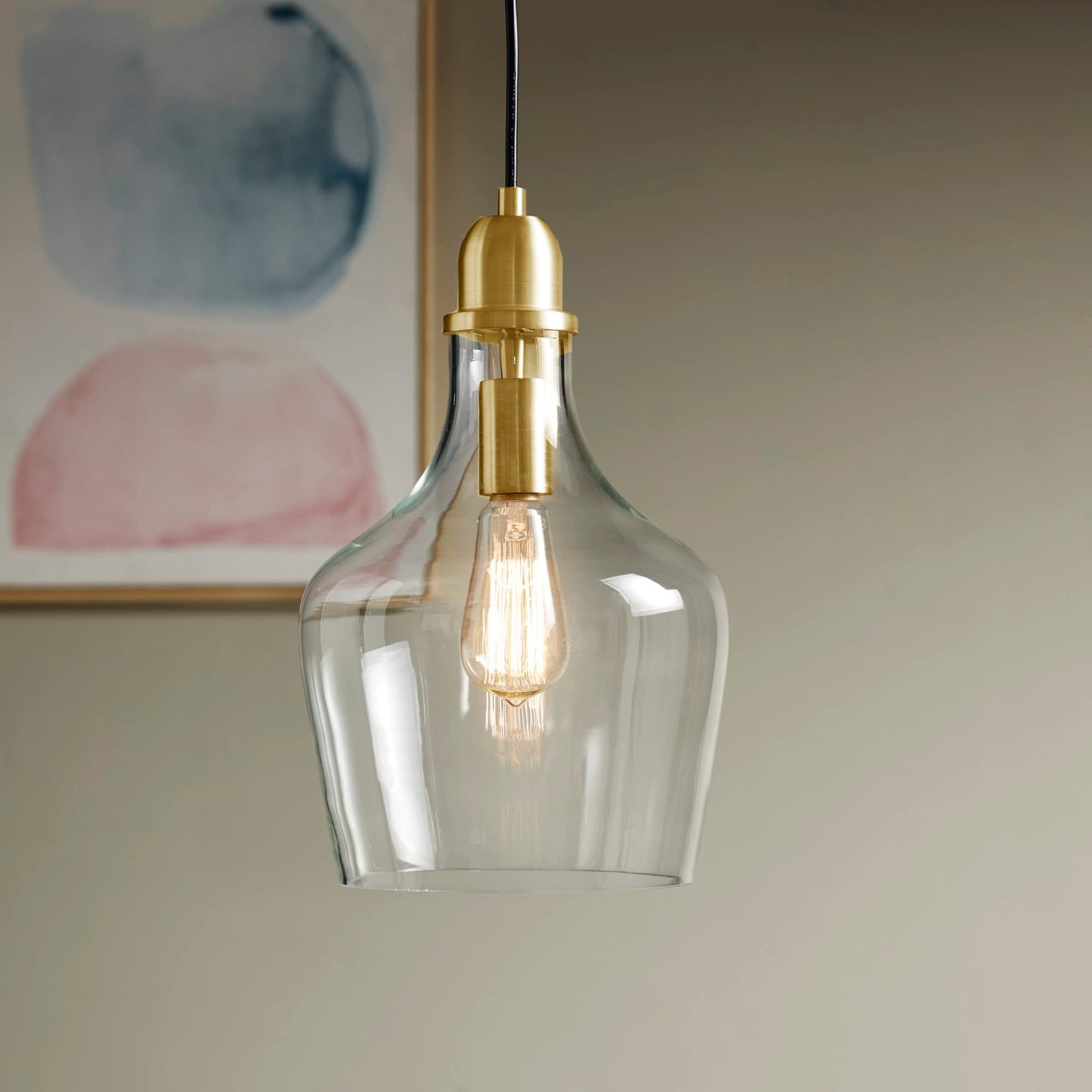 Auburn Modern Pendant Lighting  Gold Base, Bell Shaped Gl Shades Chandelier, Gold/Clear