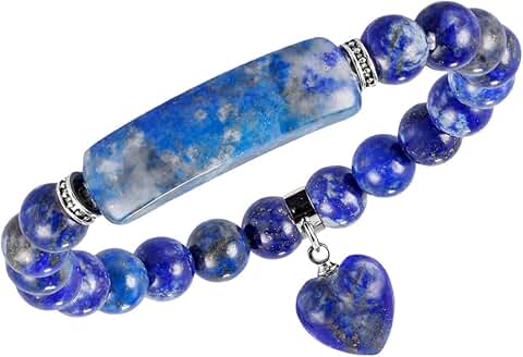 8mm Bead Healing Crystal Chakra Heart Charm Bracelet