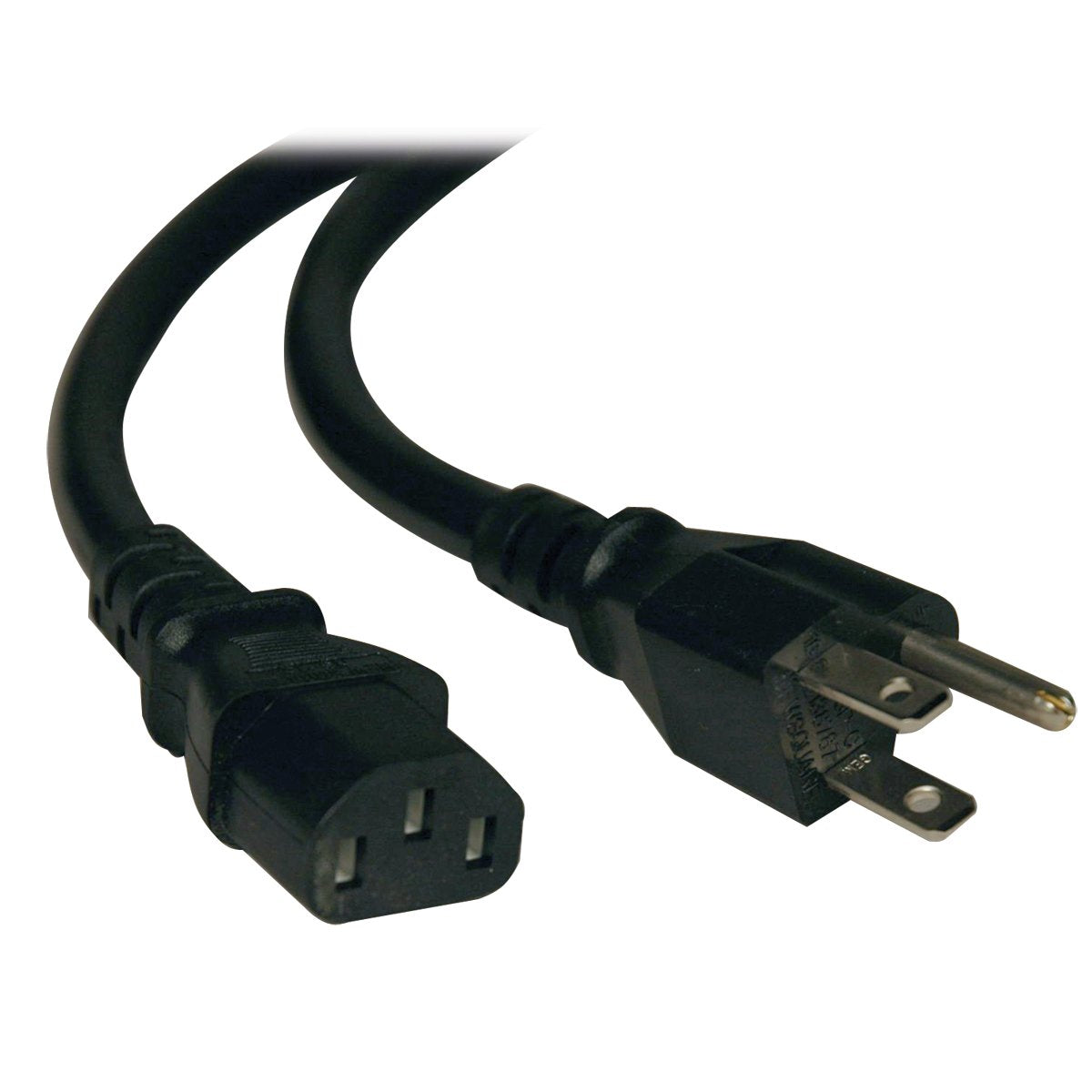 Heavy Duty Computer Power Cord, 15A, 14AWG (NEMA 5-15P to IEC-320-C13), 10-ft. (P007-010) , Black