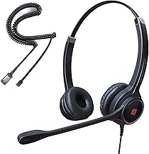 Phone Headset with Noise Cancelling Microphone for Office and Call Center