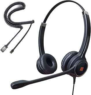 Phone Headset with Noise Cancelling Microphone for Office and Call Center