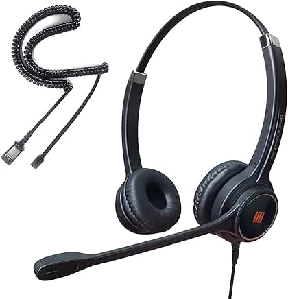 Phone Headset with Noise Cancelling Microphone for Office and Call Center