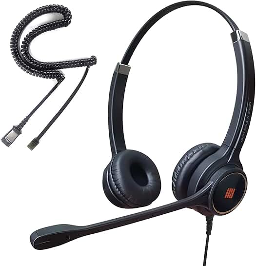 Phone Headset with Noise Cancelling Microphone for Office and Call Center