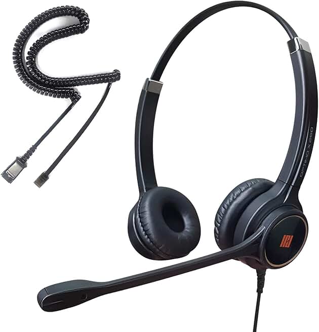 Phone Headset with Noise Cancelling Microphone for Office and Call Center