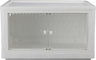 White collapsible storage bin with wheels