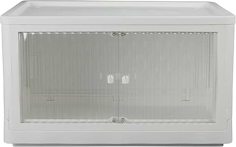 White collapsible storage bin with wheels