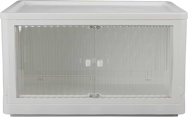 White collapsible storage bin with wheels