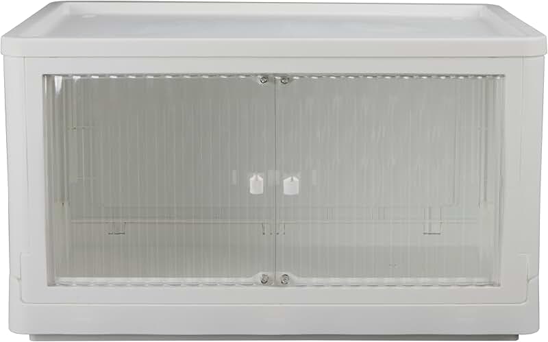 White collapsible storage bin with wheels